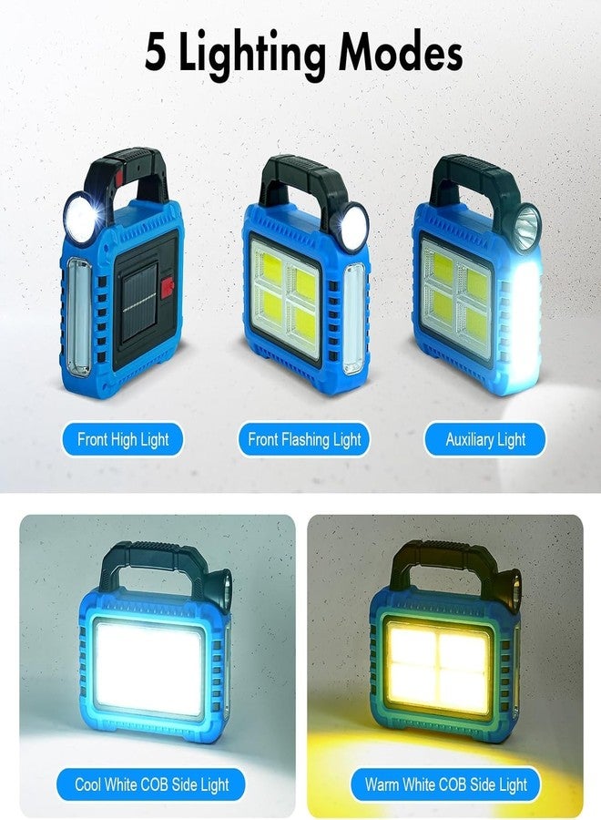 Portible مصباح شمسي محمول متعدد الوظائف | فانوس تخييم LED بتقنية COB 3 في 1 مع شحن USB وشحن شمسي | مصباح عمل طوارئ مقاوم للماء للتخييم في الهواء الطلق والمشي لمسافات طويلة وانقطاع التيار الكهربائي - Image 4